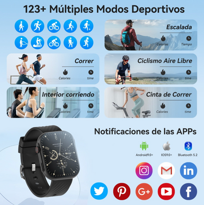 PACK ESPECIAL - RELOJ SMART + 7 CORREAS DE REGALO + CARGADOR INALÁMBRICO